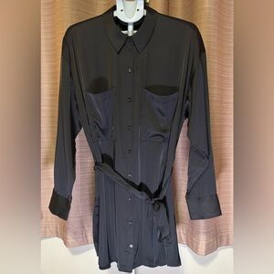 Abercrombie & Fitch Black Silk Shirt Dress